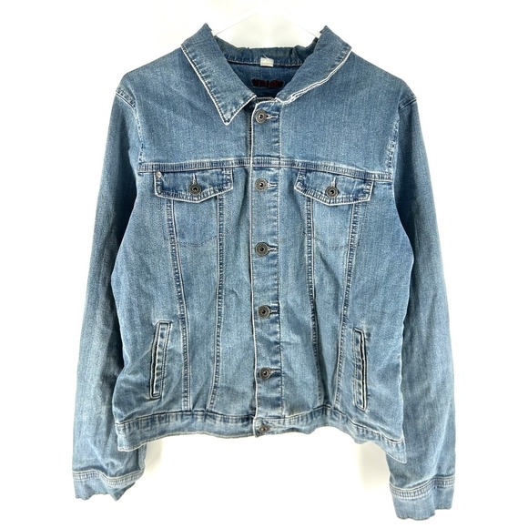 Wrangler Jackets & Blazers - Wrangler Women's XL Blue Wash Vintage Denim Trucker Jacket Button Closure